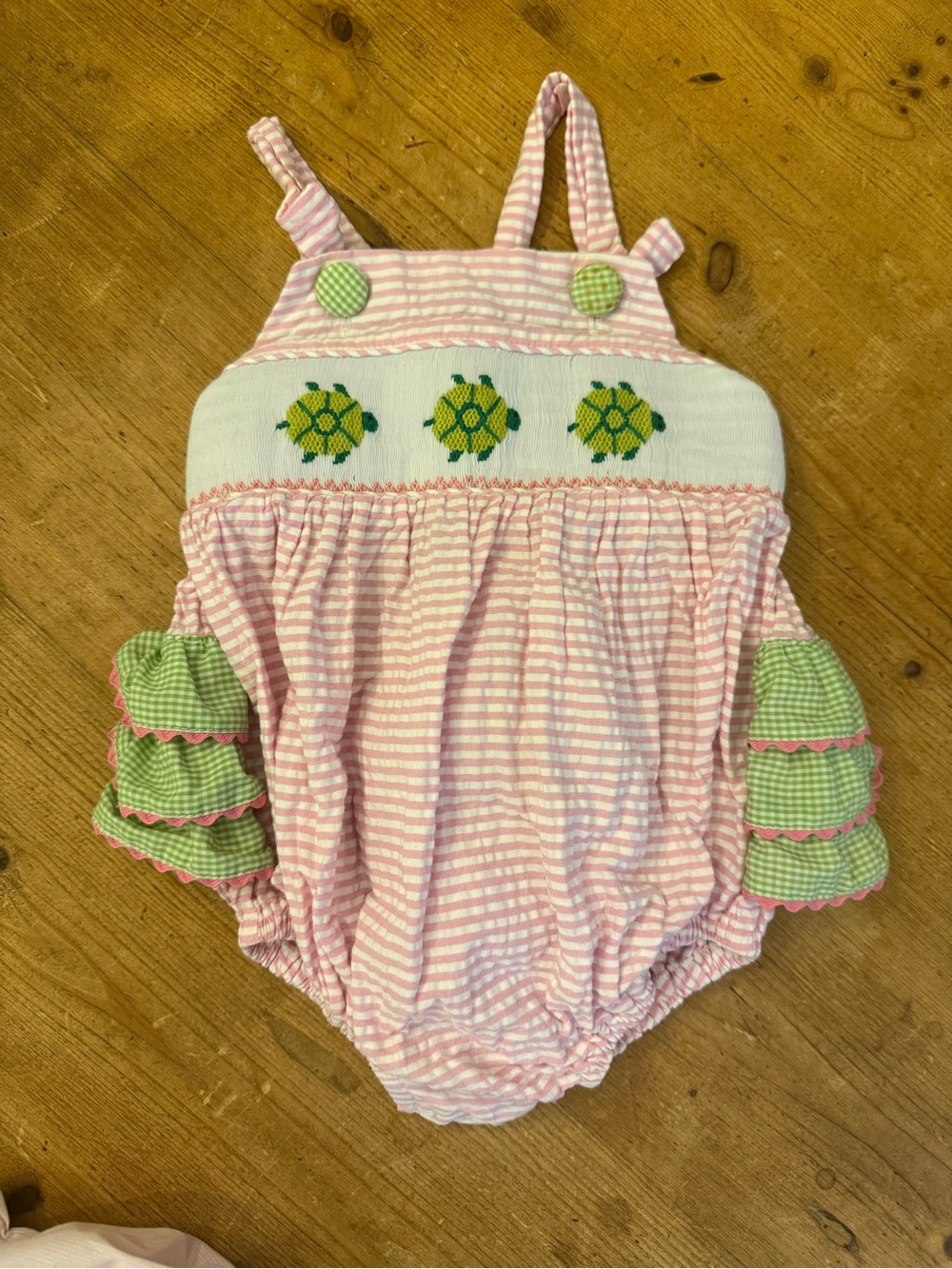 Classic whimsy turtle bubble romper